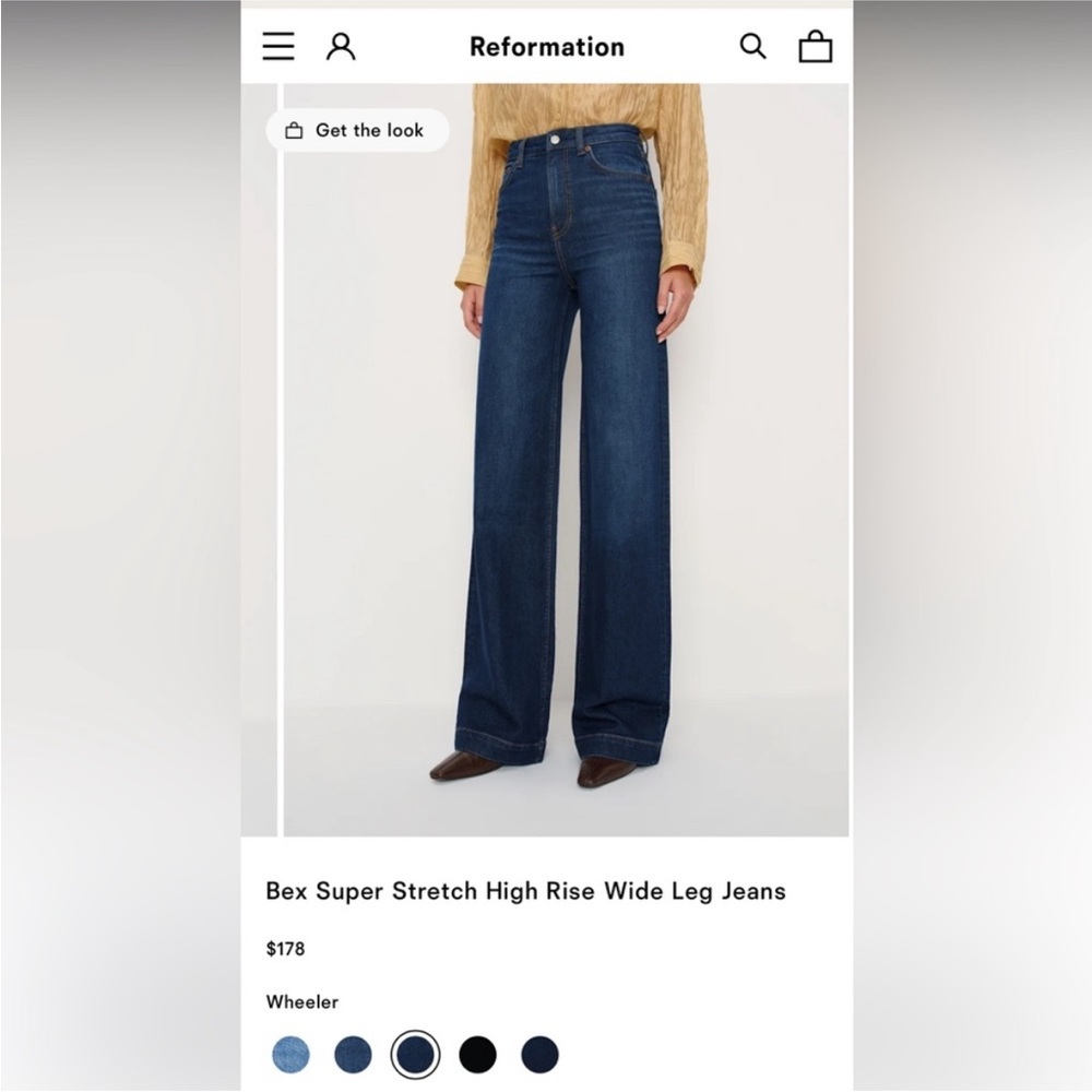 Reformation Wheeler High Rise Wide Leg Jeans - Deep Blue